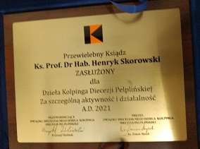 dyplom ks. prof. dr hab. Henryka Skorowskiego